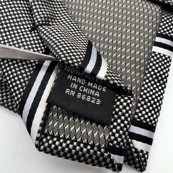 George Black and White Tie Check and Diagonal Stripes Pattern - Picture 7 of 9